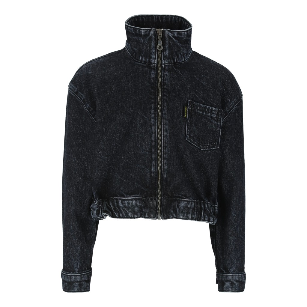 Zipped cropped jacket fille بَسكُوتة