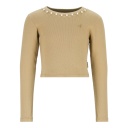 T-shirt crop fille manches longues avec perles