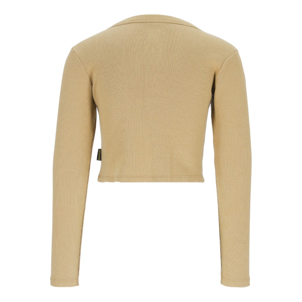 T-shirt crop fille manches longues avec perles