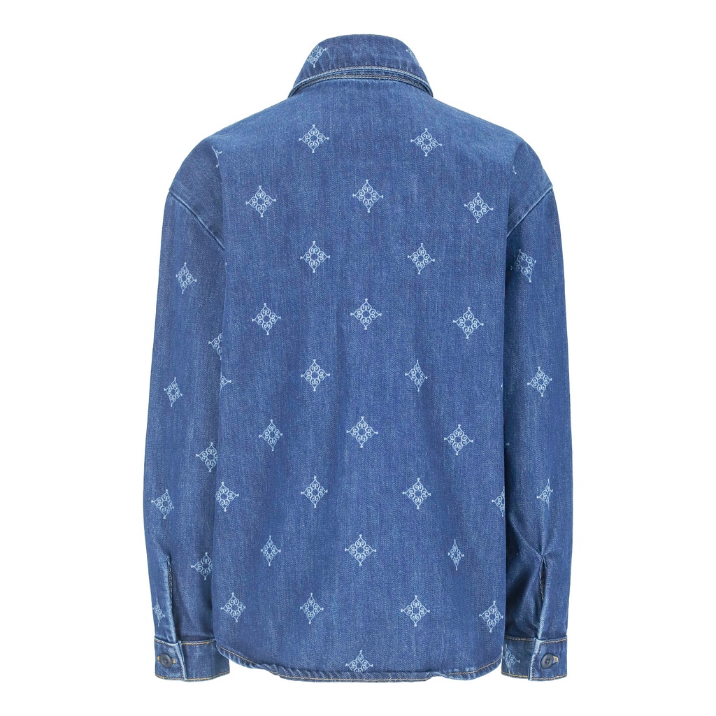 Chemise oversized fille en jeans imprimé laser