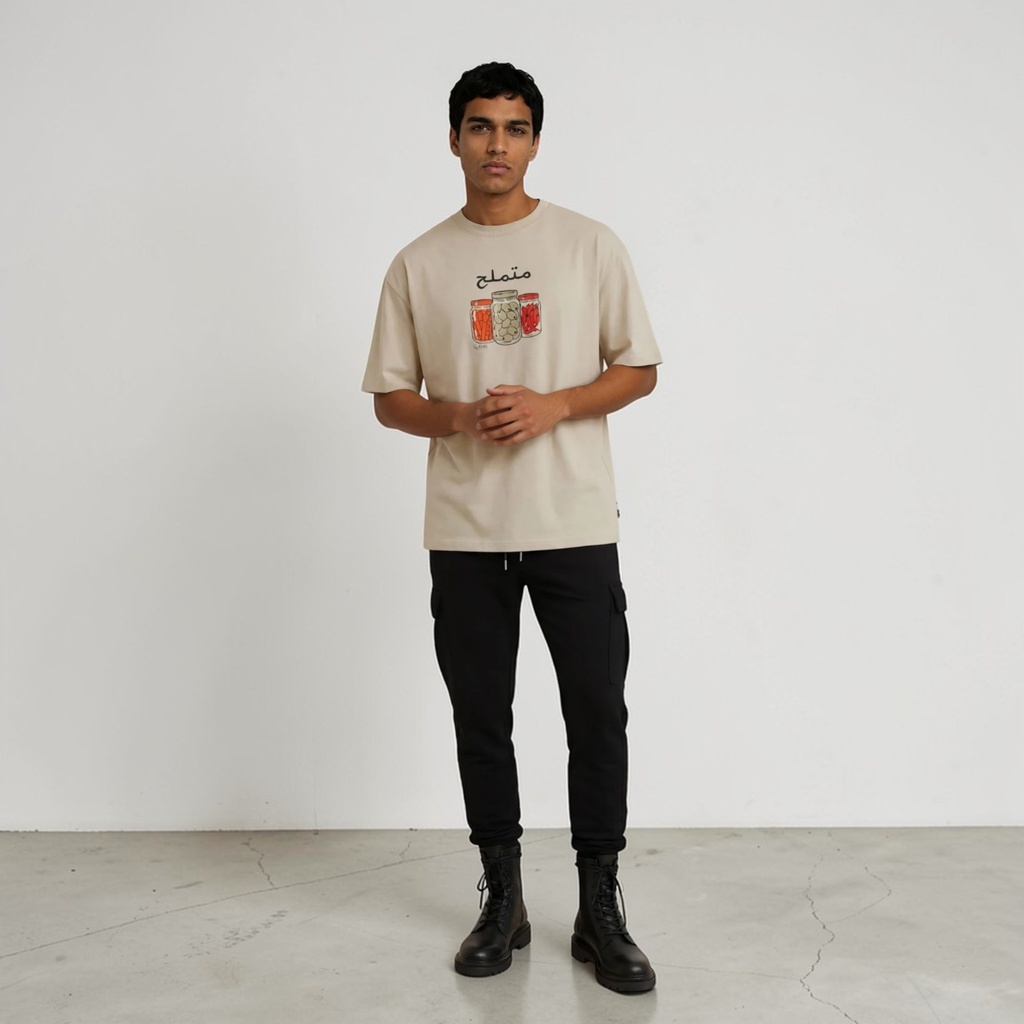 T-shirt homme oversized manches courtes متملح