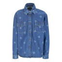 Chemise oversized fille en jeans imprimé laser