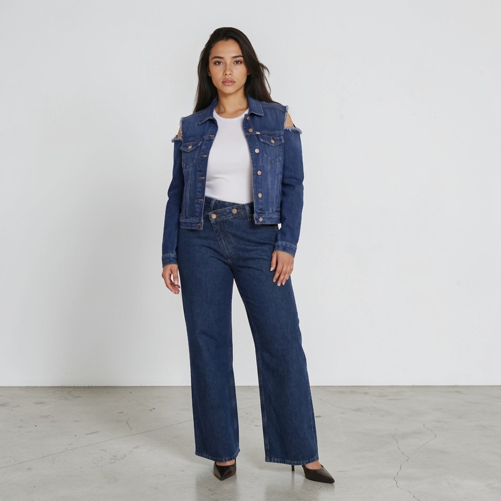 Super Straight jeans femme avec braguette décalé- SARRA 2.0