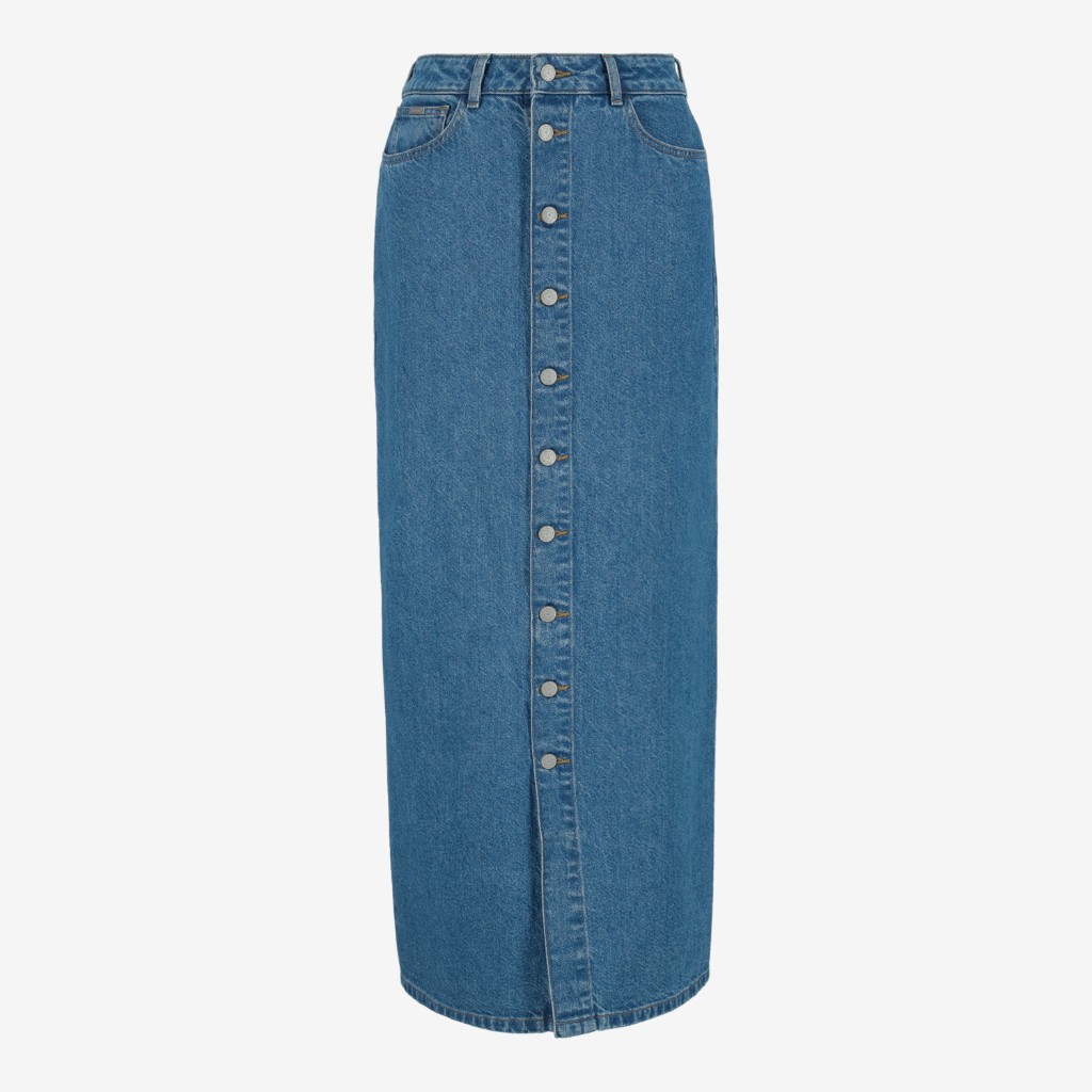 Jupe maxi femme boutonnée en jeans-MAYAR