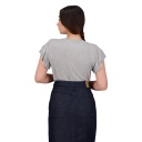 T-shirt femme manches courtes avec volant et broderie