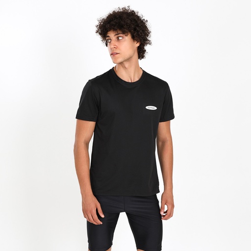 [05-010-02-063-K040-3XL] T-shirt de sport homme manches courtes avec logo (Noir, 3XL)