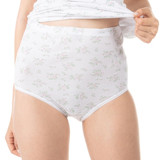 [05-010-11-009-K174-L] Culotte taille haute senior en tricot côtelée fleurie (L)