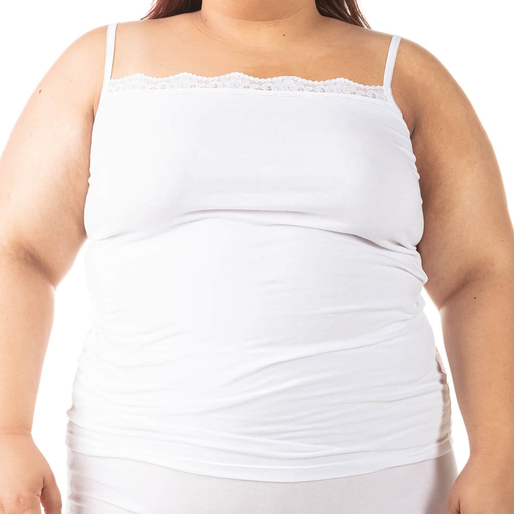 Caraco bords dentelle grandes tailles en coton stretch