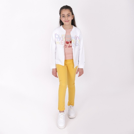 [01-010-64-002-K033-4A] Tregging fille satiné (jaune, 4A)