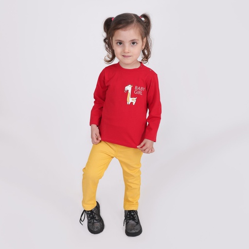[05-010-02-384-K049-12M] T-shirt bébé manches longues BABY GIRL (Rouge, 12M)