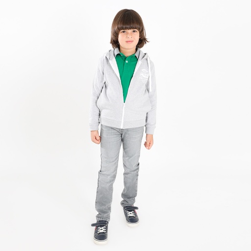 [05-010-43-016-K025-10A] Hoodie zippé garçon NEW YORK (Gris Chiné, 10A)