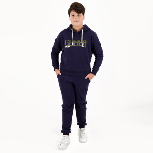 [05-010-35-010-K015-10A] Jogger garçon avec piping coté (Bleu Marine, 10A)