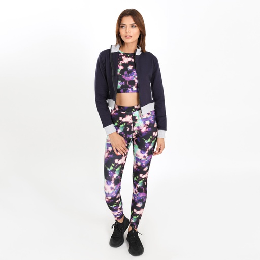 [05-010-10-010-K015-L] Veste teddy crop femme en molleton (Bleu Marine, L)