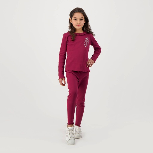 [05-010-37-005-K486-10A] Legging fille côtelé bord franc (Rouge Burgundy, 10A)