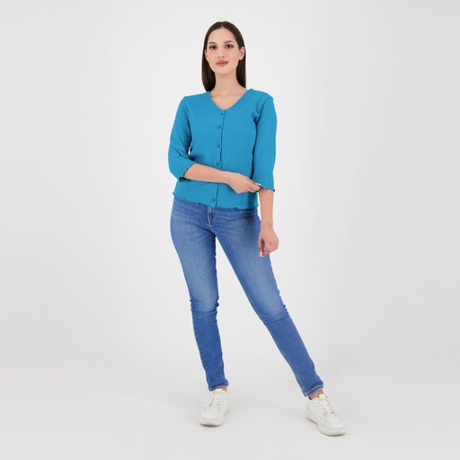 [05-010-94-001-K061-L] Gilet côtelé femme (Bleu Turquoise, L)