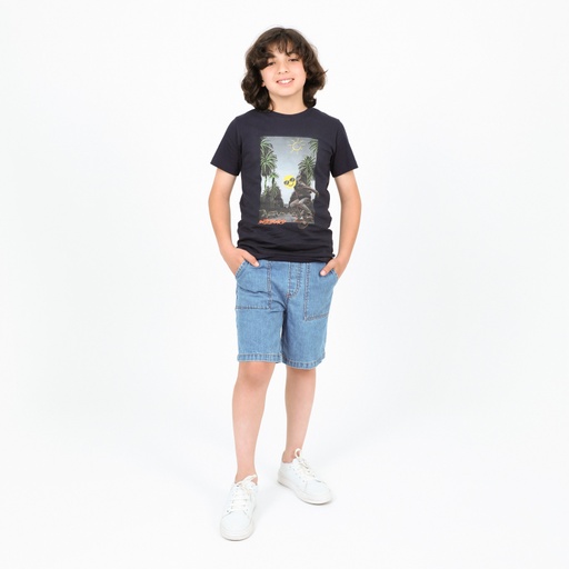 [05-010-02-443-K015-10A] T-shirt garçon manches courtes SKATE BOARD (Bleu Marine, 10A)