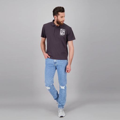 [05-010-15-032-K027-L] Polo homme manches courtes CALLIGRAPHIE (Gris Foncé, L)