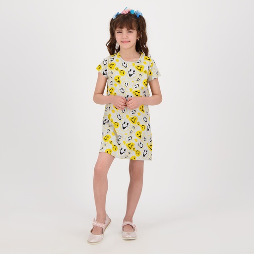 [05-010-17-054-K601-10A] Robe de pyjama fille imprimé smiley (10A)