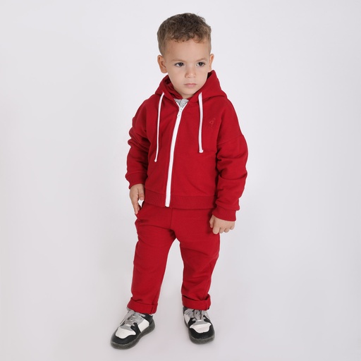[05-010-43-029-K049-12M] Hoodie zippé bébé manches tombantes (Rouge, 12M)