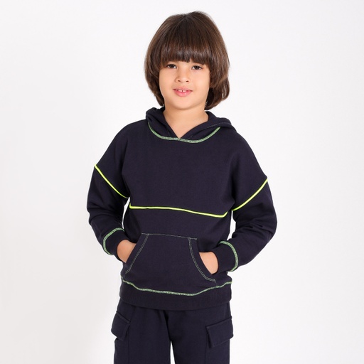 [05-010-43-040-K015-10A] Hoodie garçon oversized avec piping contrasté (10A)