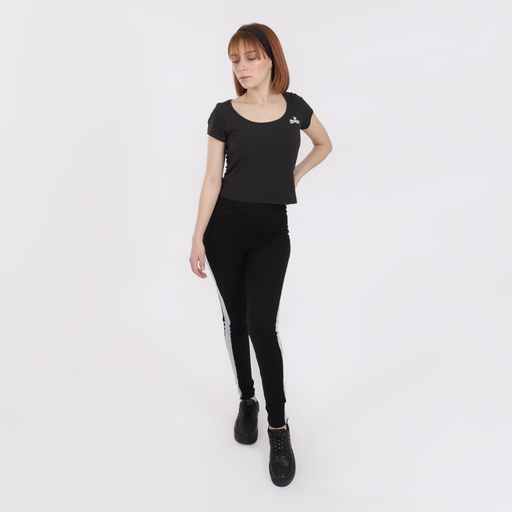 [05-010-37-015-K259-L] Legging femme avec bande coté (Noir/Gris Chiné, L)