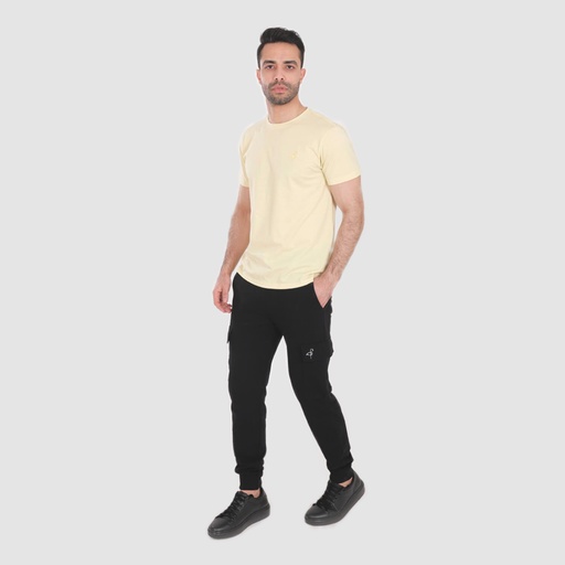 [05-010-02-427-K033-L] T-shirt homme manches courtes avec broderie (Jaune, L)