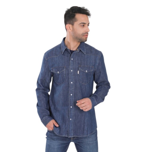 [01-010-09-045-K489-L] Chemise western homme en jeans - SHEMS (L)