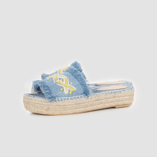 [01-010-115-002-K412-36] Sandales espadrilles femme en jeans avec motif berbère (36)