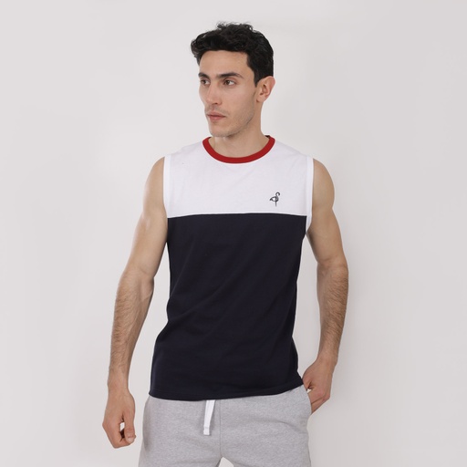 [05-010-12-126-K696-L] Débardeur homme bi-couleurs et col contrasté (L)