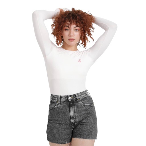 [05-010-03-059-K045-L] Body femme manches longues avec broderie (Rose Clair, L)