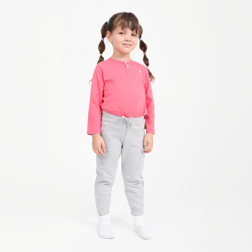 [05-010-02-279-K043-12/18M] T-shirt bébé manches longues col tunisien (Rose, 12-18M)