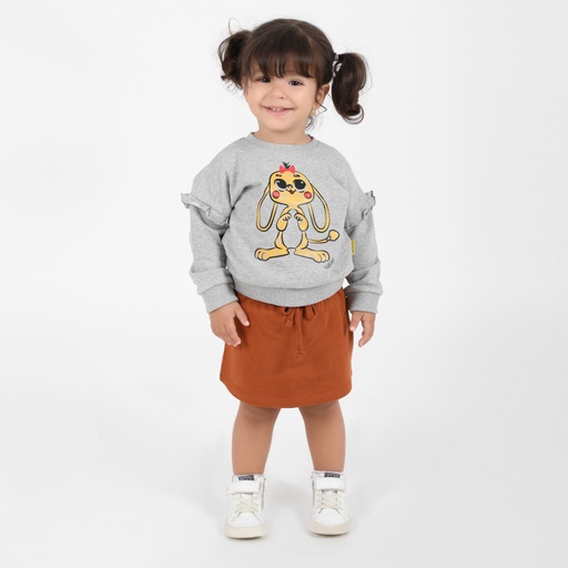 [05-010-21-010-K669-12/18M] Jupe bébé molleton avec cordon (Camel, 12-18M)