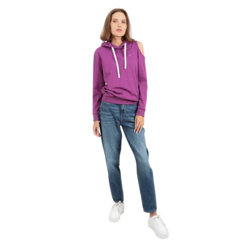 [05-010-43-062-K060-L] Hoodie femme avec épaule dénudée (Violet, L)