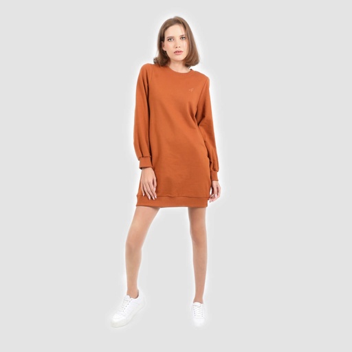 [05-010-91-009-K669-L] Robe sweat femme avec broderie (Camel, L)