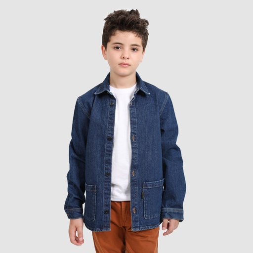 [01-010-09-059-K490-10-12ANS] Surchemise garçon avec poche en jeans (Jeans Bleu Foncé, 10-12A)