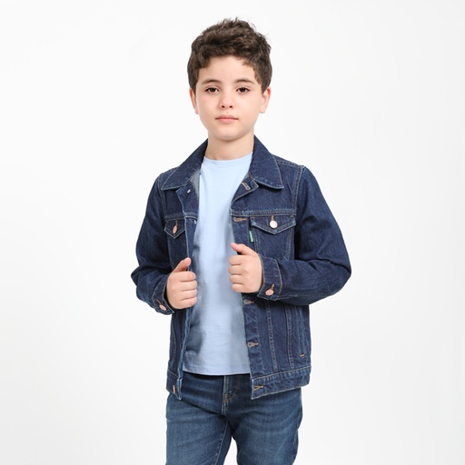 [01-010-10-051-K490-10-12ANS] Regular jacket garçon en jeans (Jeans Bleu Foncé, 10-12A)