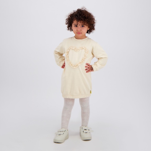 [05-010-17-085-K005-12/18M] Robe sweat bébé fille CŒUR (Beige, 12/18M)
