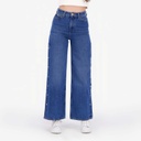 Wide leg jeans femme avec boutons pressions - WIDED