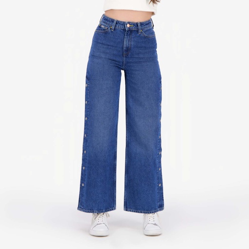 Wide leg jeans femme avec boutons pressions - WIDED