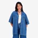 Chemise femme manches courtes en jeans - SHOKRIA