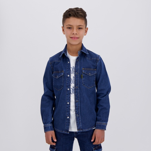 [01-010-09-071-K419-10-12A] Chemise western garçon en jeans (10/12 A)