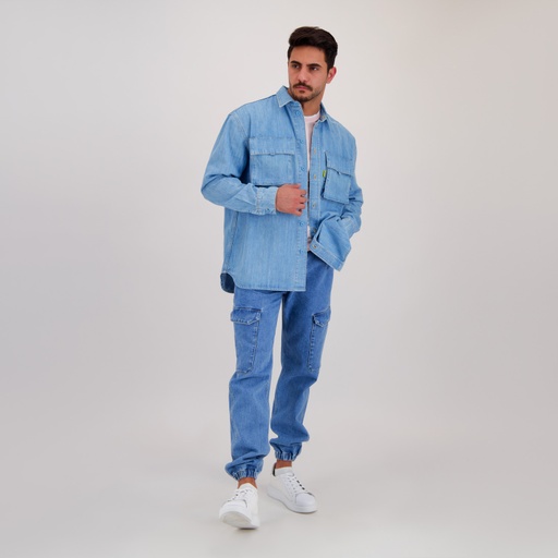 [01-010-09-073-K412-L] Chemise workwear homme en jeans - WAAD (Jeans Bleu Clair, L)