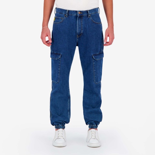[01-010-01-491-K419-28] Cargo jeans homme - KAMIL 2.0 (Jeans Bleu Moyen, 28)