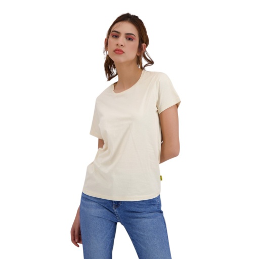 [05-010-02-575-K005-L] T-shirt femme manches courtes avec broderie (Beige, L)
