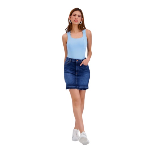 [05-010-03-063-K012-L] Body femme col carré sans manches avec broderie (Bleu Ciel, L)