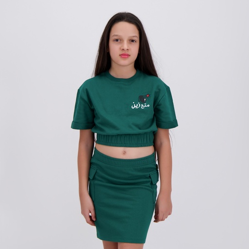 [05-010-36-155-K054-10/12A] Sweat crop fille manches courte قنبلة متع زين (10/12A)