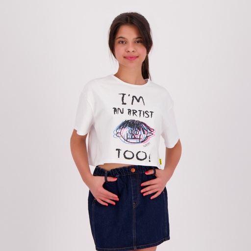 [05-010-02-601-K000-10/12A] T-shirt crop fille I'M AN ARTIST TOO ! (10/12A)