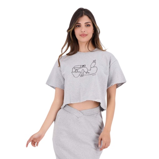 [05-010-36-160-K025-L] Sweat sur taille femme manches courtes 9a3da m3a lebnet (L)