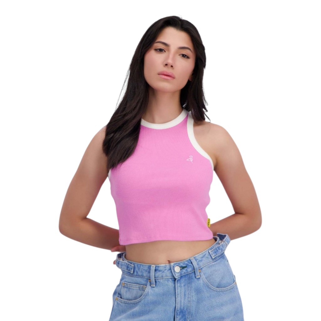 Top côtelé femme avec broderie