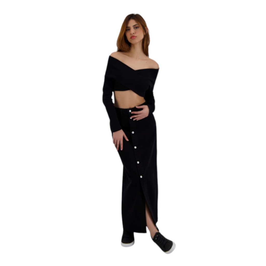 Top côtelé femme manches longues croisé